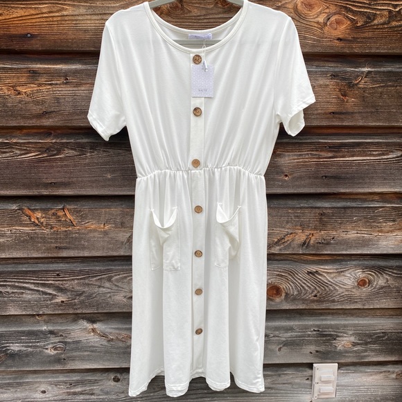 White Button-Down Dress - Picture 2 of 9